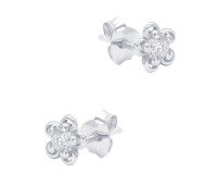 Beautiful Flower CZ Silver Stud Earring STS-6477